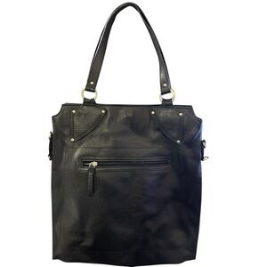 CRISTIAN North/South Black Leather Tote Bag